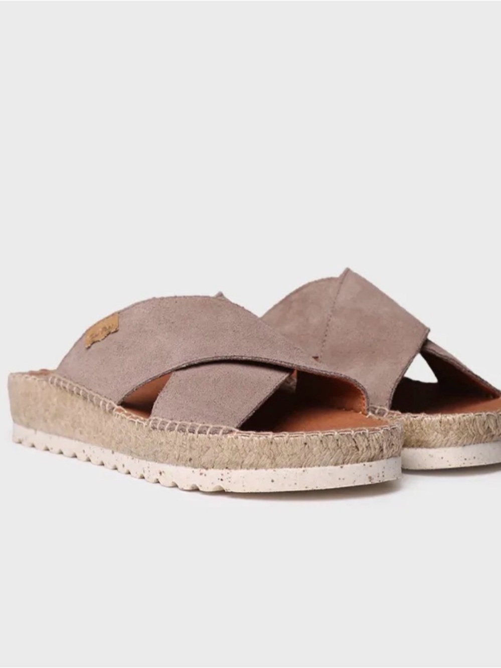 Splendid Taupe Suede Crisscross Espadrille Wedge Slides. Like new only worn once